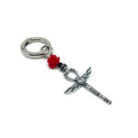 Key Chain Madame Black in Plata PC CROCE ROSA 01 - PC CROCE ROSA 01